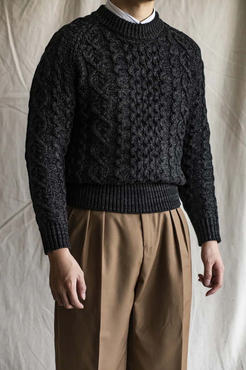 Men\'s Knitted Lattice Cable Aran Pullover Autumn Winter Sweater