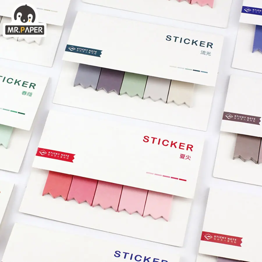 Mr. Paper,100Pcs Minimalistic Gradual Change Sticky Notes Sticky Memo Pads Self-Stick Notepad for Student School Study Diary