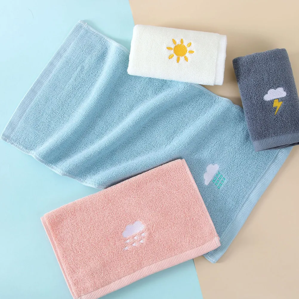 

4Pcs Soft Long Staple Cotton Children Towels Highly Absorbent Quick Drying for Baby Bath Washcloth Face Towel Drool Wipe