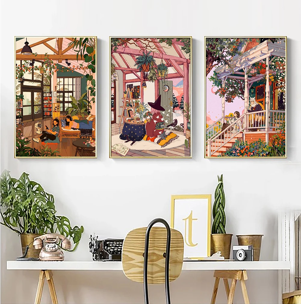 5D DIY Diamant Malerei Cartoon Anime Landschaft Volle Mosaik Strass Stickerei Kreuz Stich Warme Schlafzimmer Dekoration Geschenk – Detail 3