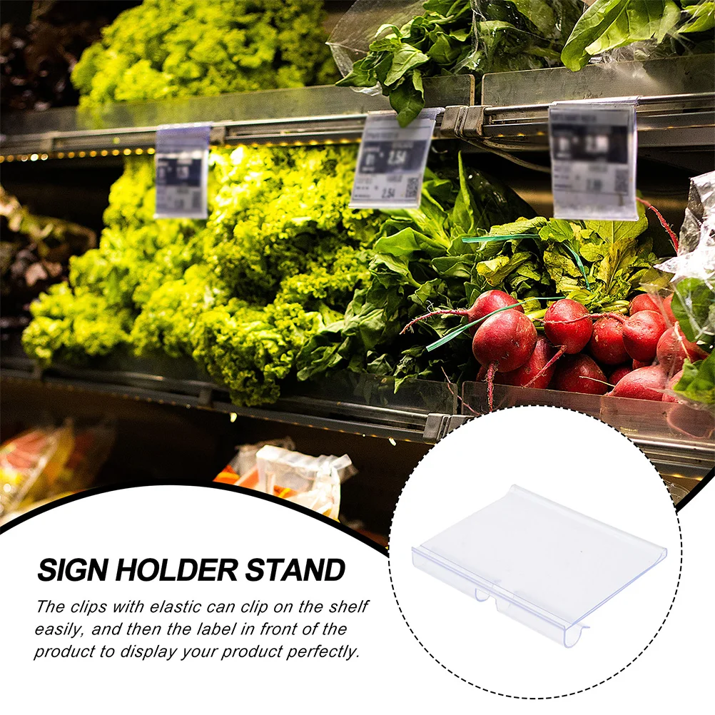 50 Pcs Shelf Card Signage Supermarket Label Holder Shop Price Tag Clip Adhesive Labels Stand Display Steel Wire Acrylic