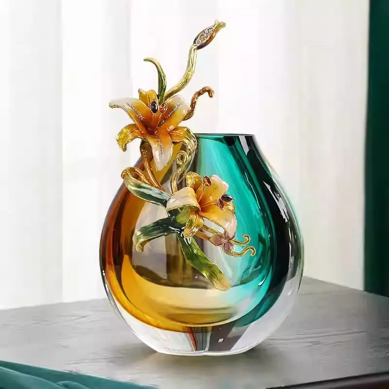 

Glazed vase, light luxury and high-end modern minimalist style high-end art flower arrangement TV cabinet decorative ornament