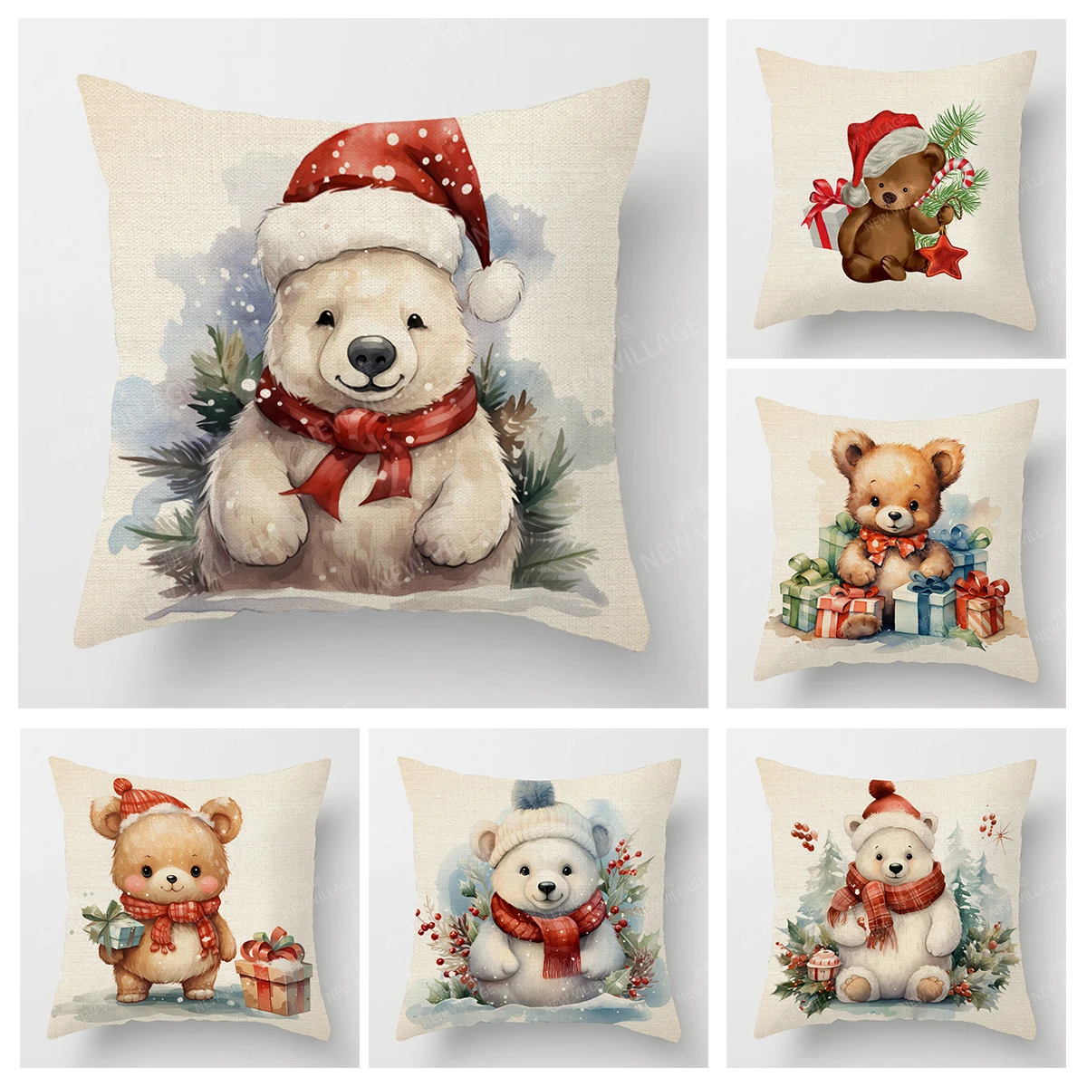 Decorative Cushion Home Living Room Decor Throw Pillow Cover 40*40 40x40cm 60x60cm 45x45cm 50x50cm plant winter Merry Christmas