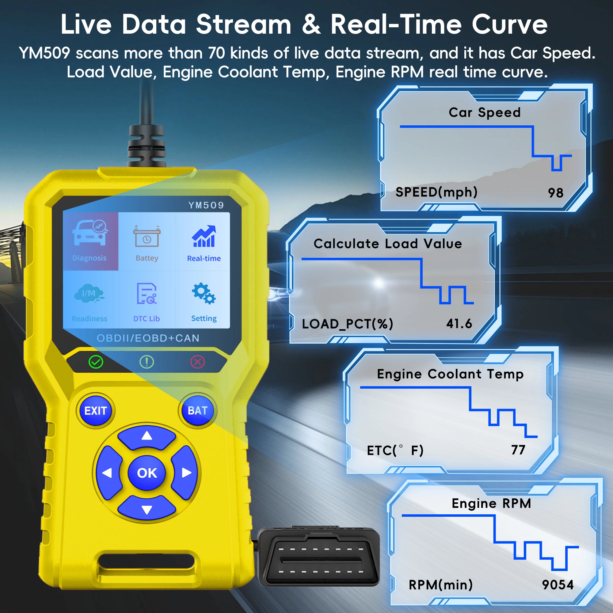 OBD2 Scanner Diagnostic Tool, Check Engine Light Code Reader with Reset OBDII/EOBD Car Scanner Diagnostic Tool