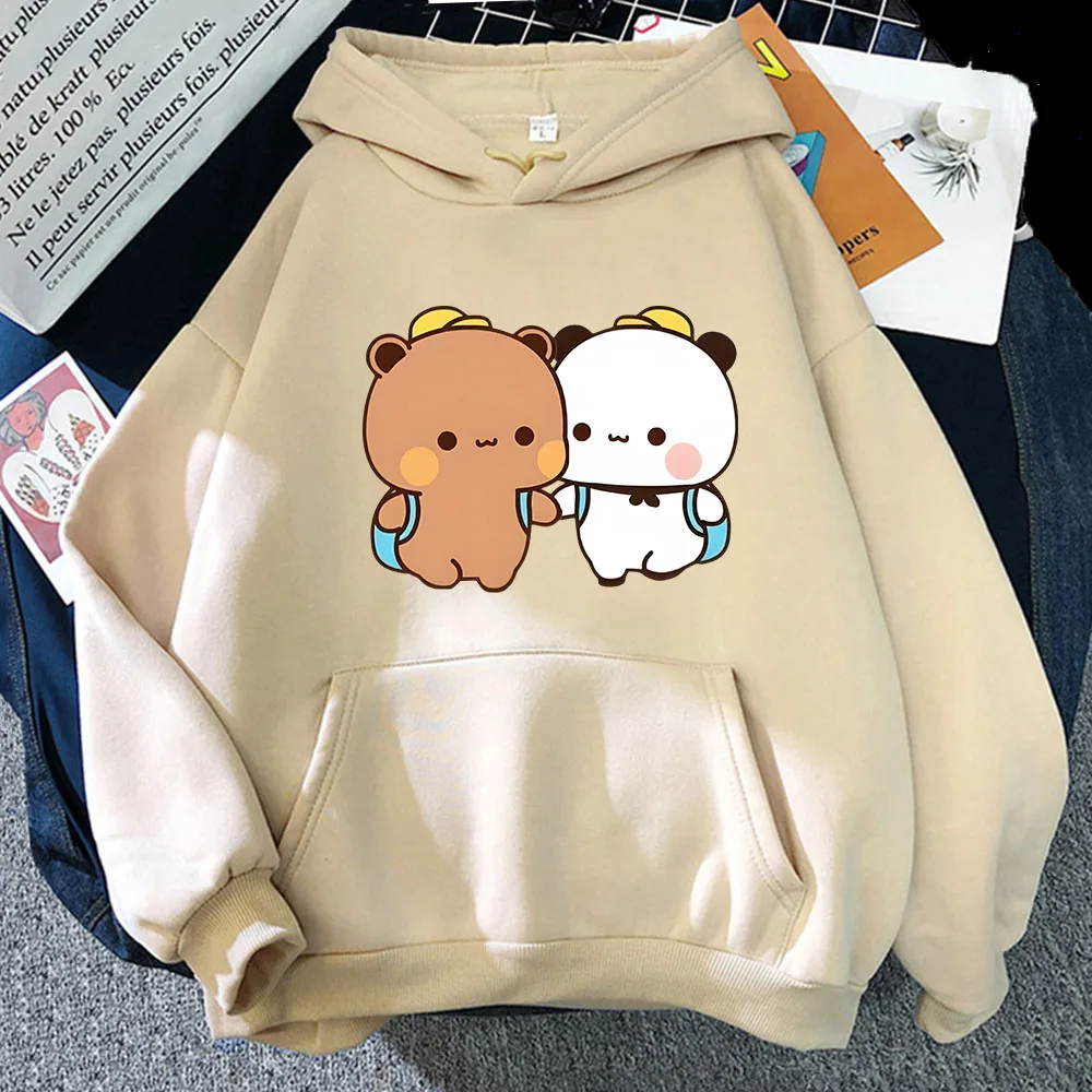 

DuDu and BuBu on Vacation Hoodie Kawaii Panda Bear Print Sweatshirts Long Sleeveed Y2k Top Autumn Winter Women Clothes Men Coats