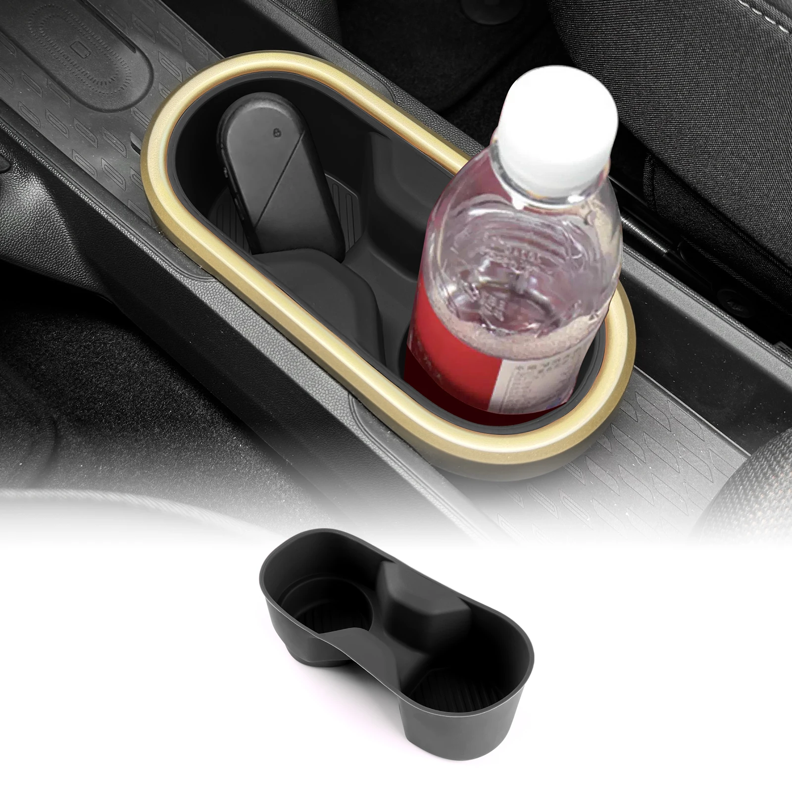 

Water Cup Holder For Mini Cooper EV J01 E SE J05 Aceman 2024 2025 Silicone Waterproof Coasters Console Insert Double Hole Holder