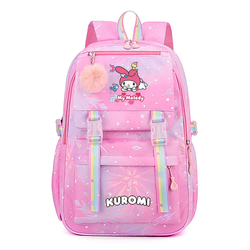 MINISO-Sac à Dos d'École Kawaii Kuromi pour Fille, Cartable Mignon pour Adolescente, Grand Cartable de Voyage pour Femme