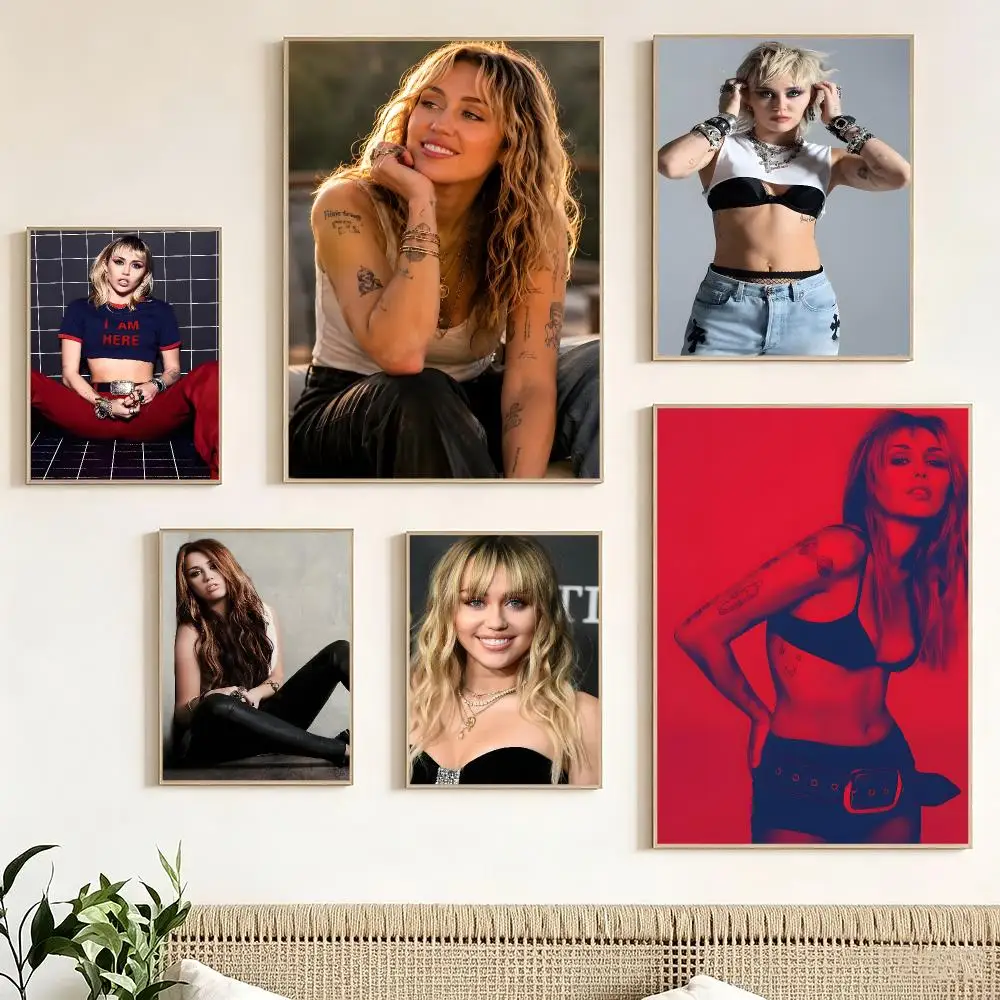 Rock Pop Star M-Miley Cyrus Poster Print Painting Home Decor for Bedroom Living Room Hallway