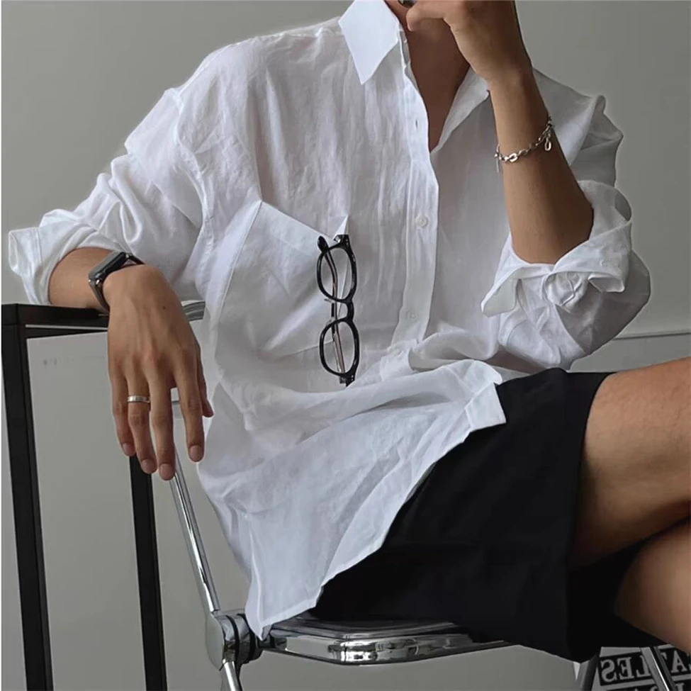 

Men's Cotton Linen Long Sve irt Lightweight Breathable Loose Sun Protection Lazy Sle Linen Workwear irt