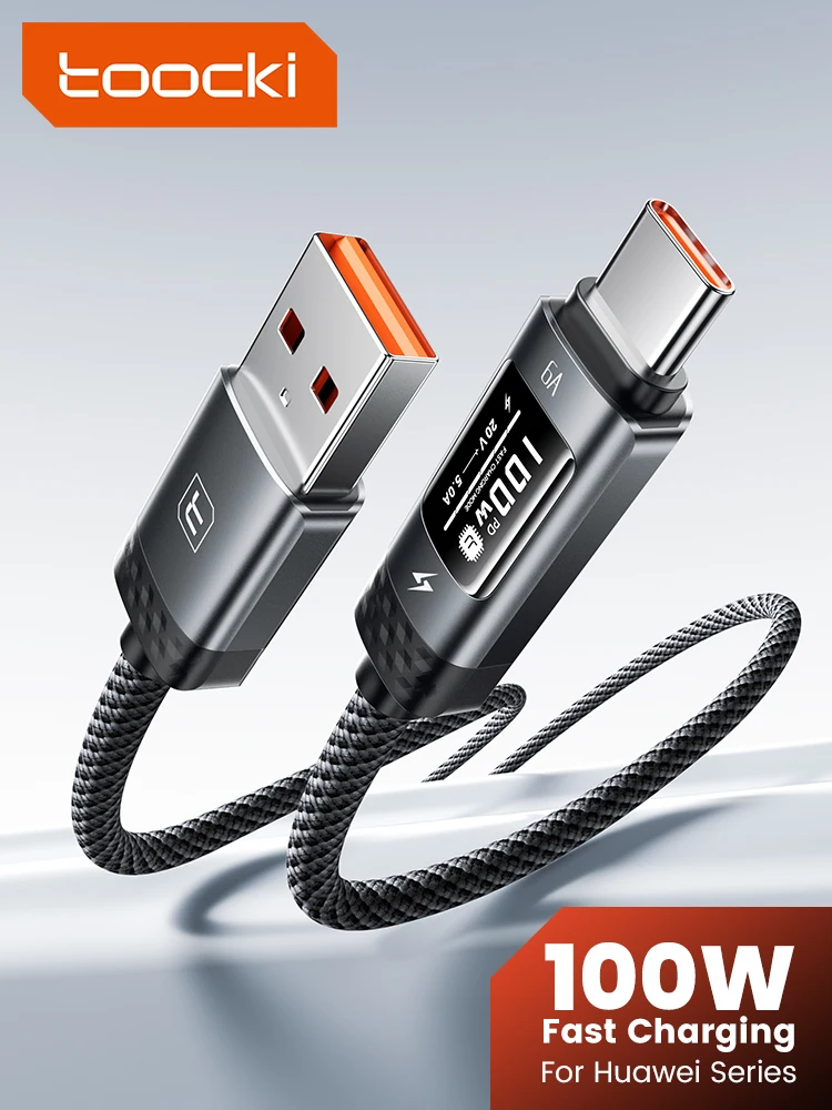 Kabel USB C Toocki PD 100W 6A do szybkiego ładowania z wyświetlaczem OLED do Huawei P70 60 Mate 70 60 Honor Xiaomi iPhone 17 16Pro — zdjęcie produktu 7