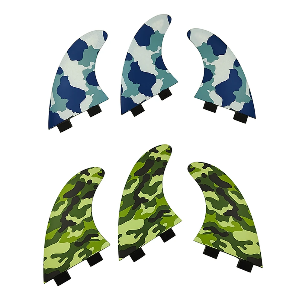 

UPSURF FCS G3/G5/G7 Surfboard Fin 3pcs/set Camouflage Color Surfing Fin Fibreglass Double Tabs Short Board Fin Beach Accessories