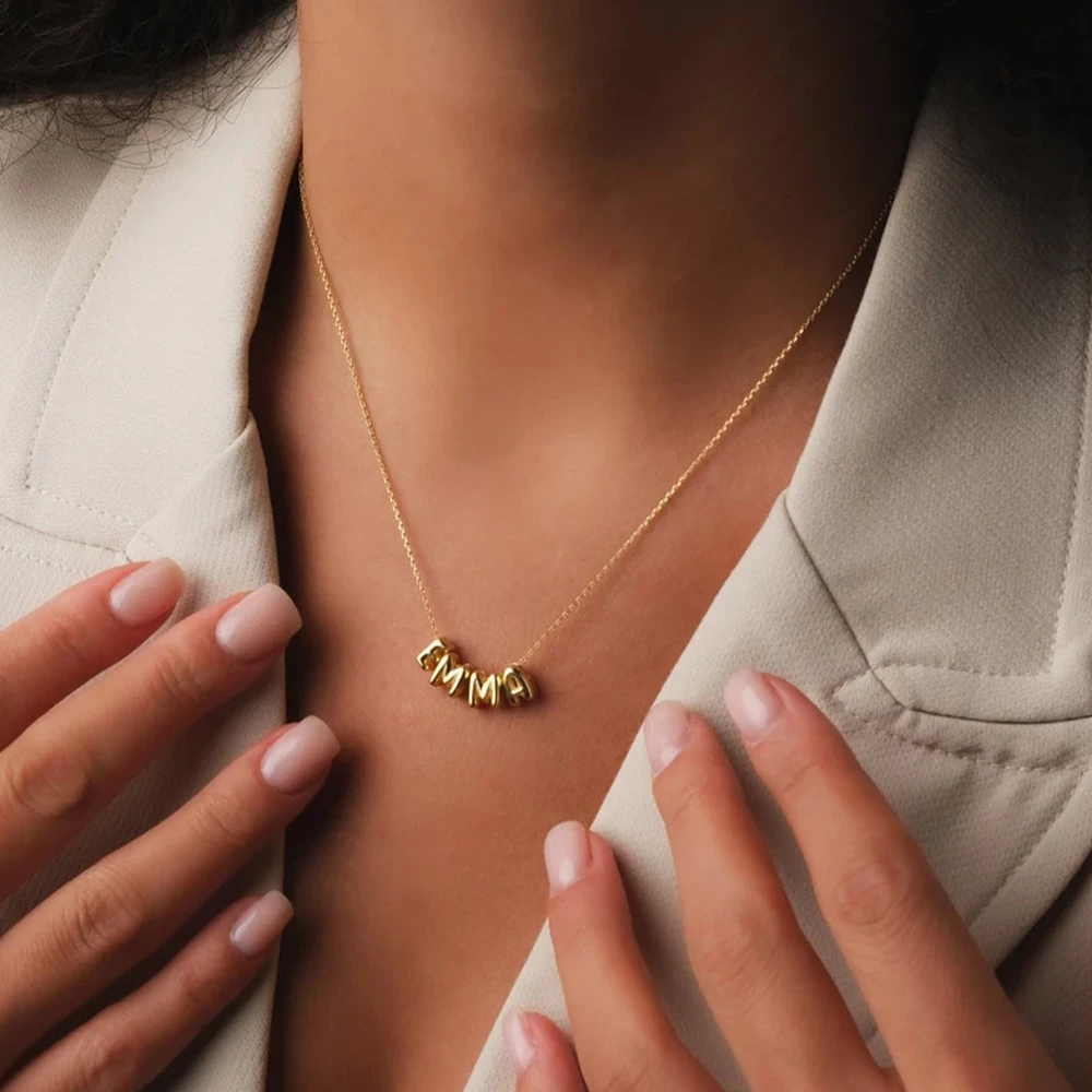 

Hot sale DIY custom name necklace, stainless steel chain with copper letter necklace accessories