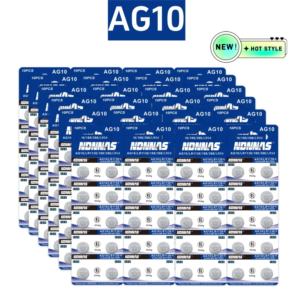 Pilas de Botón AG10 de Alta Capacidad, 5-100 Piezas, Pilas de Botón LR1130 de 1.5V, Pilas de Botón 1130, 389, SR54, 189, SR1130