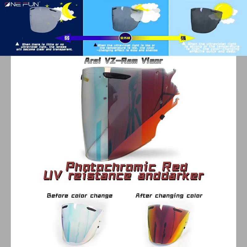 VZ RAM Photochromic Visor for VZ-RAM RAM-X SZ-R VAS-Z Day Night Use Light Anti Glare UV Protection Photochromic Lens For Arai