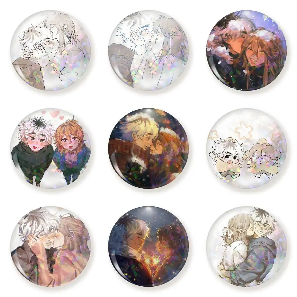 Cherry Crush Badge On Backpack Accessories Manga Icons Pins Round Cartoon Brooches For Clothes Bag Decor Gifts