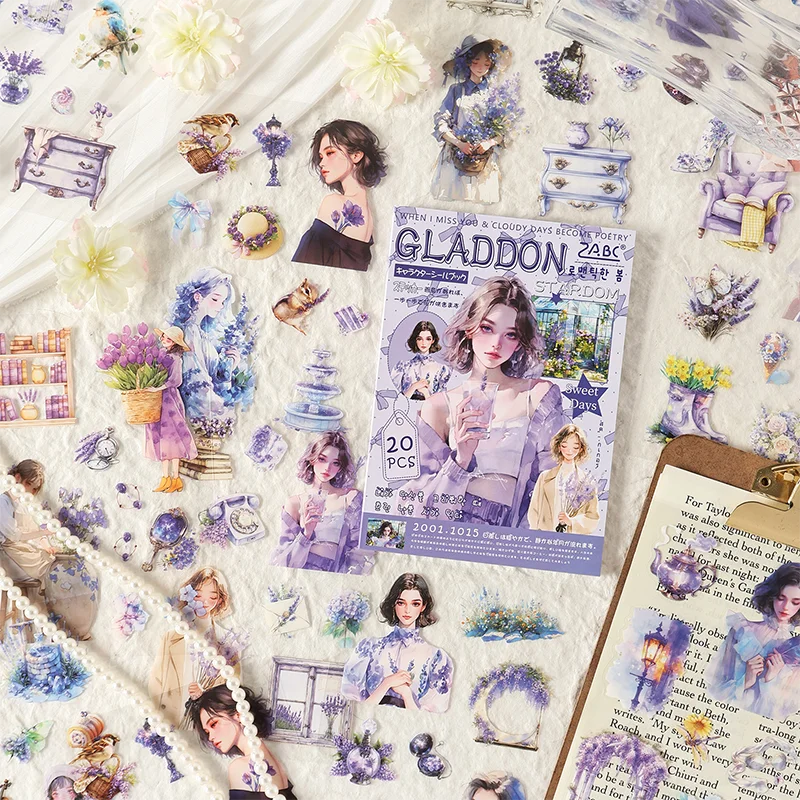 20-Piece “Beauty Like a Flower” Series Sticker Book DIY Collage Materials for Scrapbook Frames, Journal Decorations, Mr. Paper