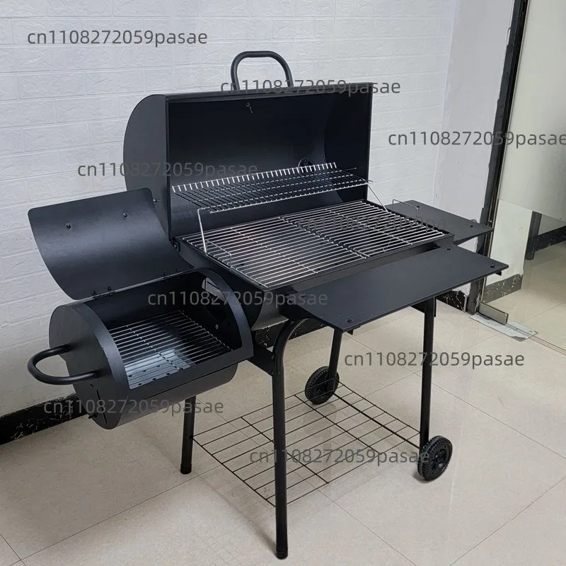 Extra-Large, Extra-Thick Double-Barrel Charcoal Grill Set: Garden Charcoal Grill and Smoker