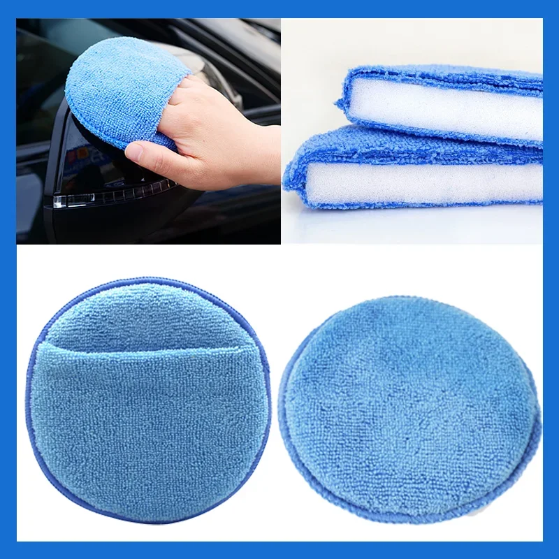 2Pcs 5 Inch Car Waxing Polish Sponges High Quality Round Cars Microfiber Foam Pad Tools Auto Detailing Cleaning Accessories