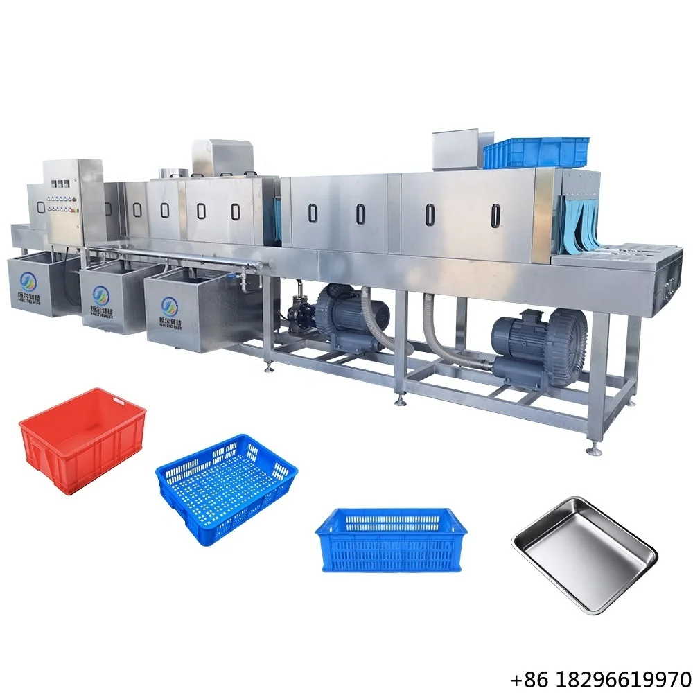 High Efficiency Electric New Automatic Commercial Basket Washing Machine Crate Tray Washer with High Pressure Cleaner