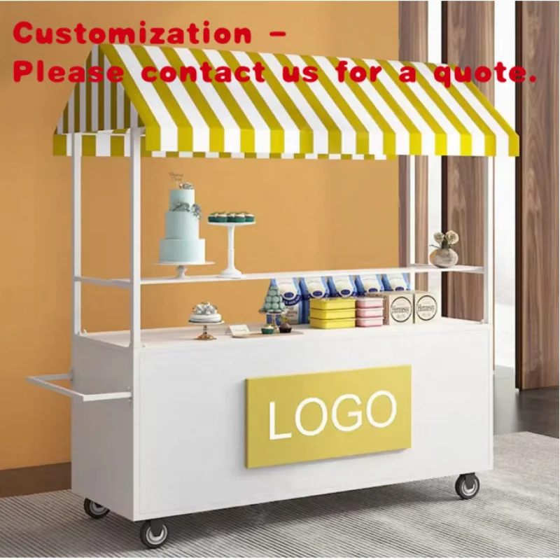 

custom.Move Market Stall Cart Stainless Steel Snacks Stand Portable Street Stall Foldable Food Cart Selling Cart With Wheels