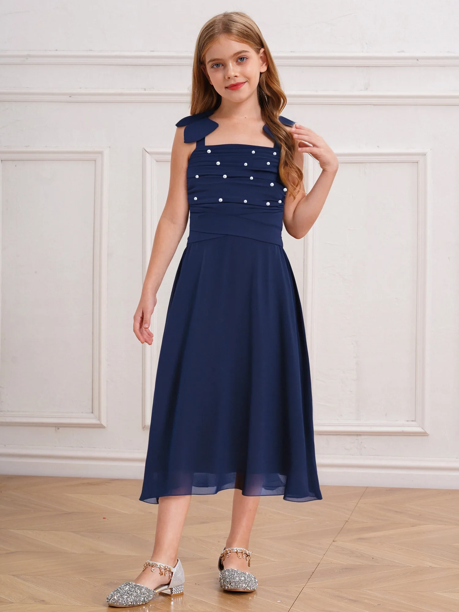 فستان قاعة الرقص للأطفال أنيق للفتيات للحفلات من الشيفون فستان الأميرة فساتين التواصل الأول زي أداء الرقص الحديث