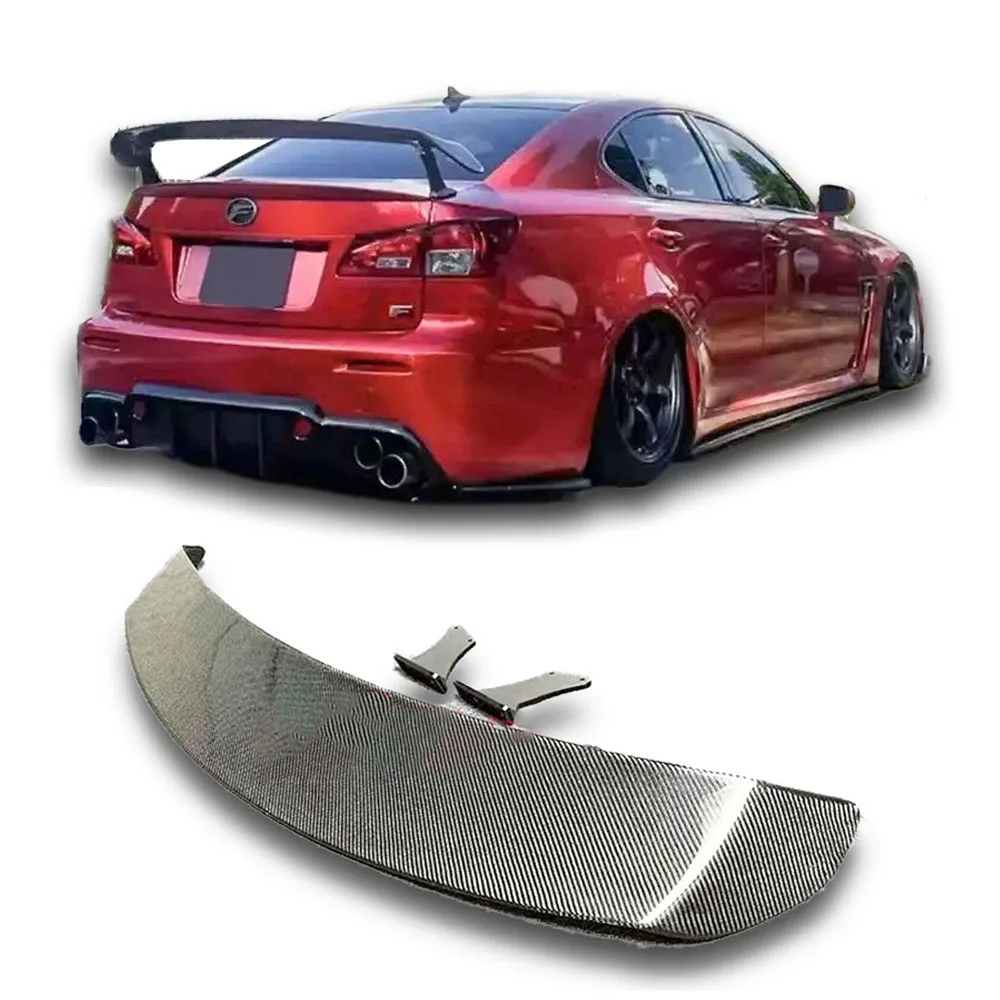 Compatible with 2006-2012 Lexus IS IS250/350/IS F Carbon Fiber High Spoiler Track Style Large Rear Wing Ducktail Rear Spoiler