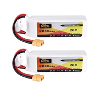 2Pcs ZOP Power 11.1V 2200mAh 3S 20C Lipo Battery XT60 Plug for Eachine Wizard X220 FPV Racing RC Drone