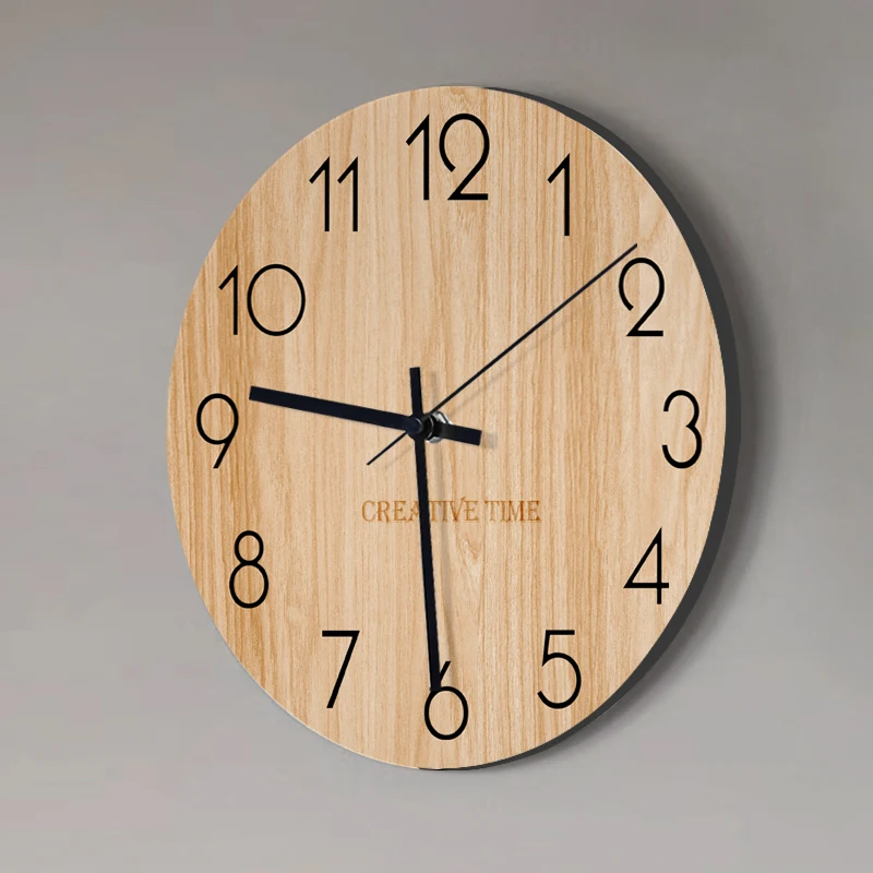 

Vintage Silent Digital Bedroom Wall Living LED Kitchen Modern Clock Battery Retro Room Decorative Industrial Large Metal Wooden