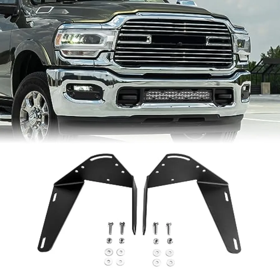 

22" Straight LED Light Bar Brackets Front Hidden Bumper Light Bar Mounts Compatible with Dodge Ram 2500 3500 2019-2024