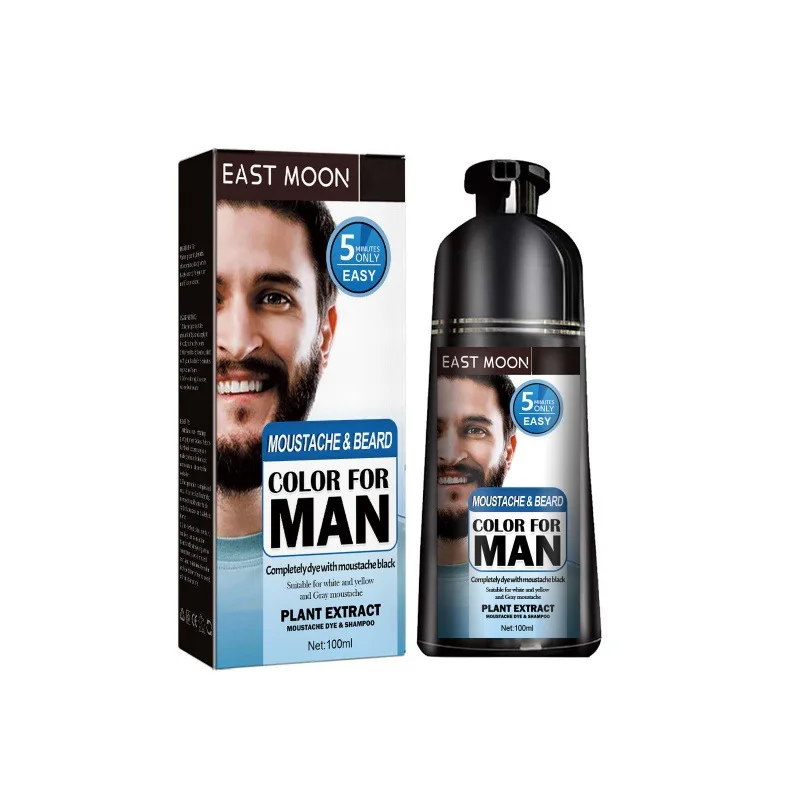 Beard Dye Shampoo Long Lasting Black Colorant Strengthening Nourishing Covering Grey Improving Thicker Men Permanent Dye Shampoo