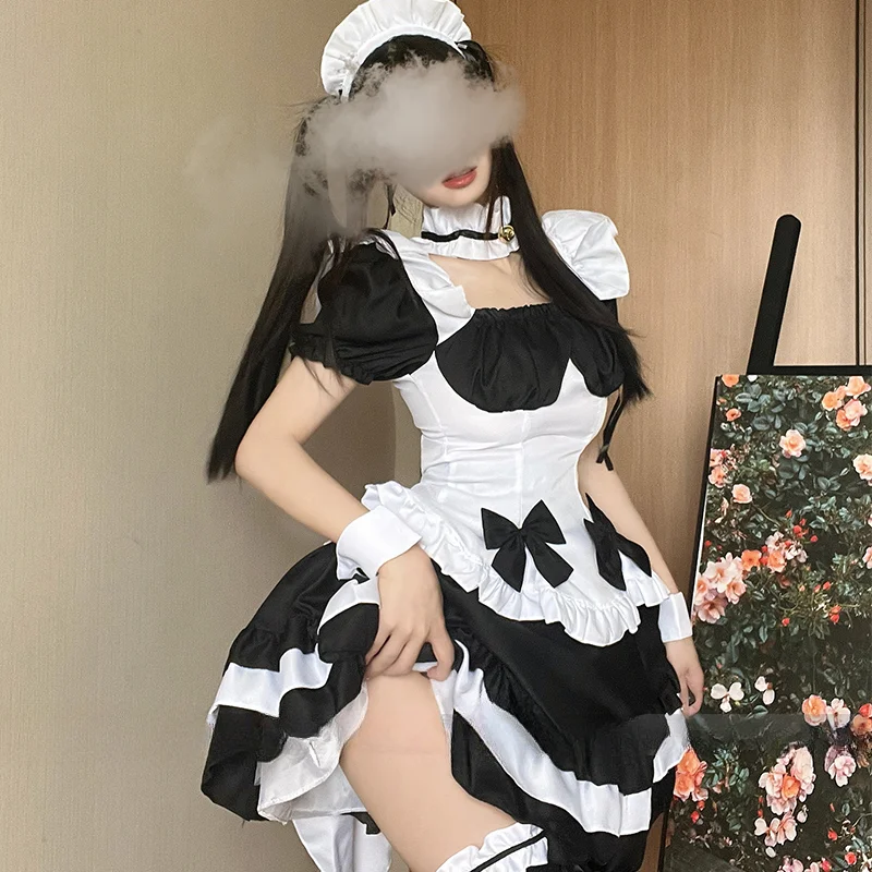 Halloween Costume Lolita Anime Maid Cosplay Gothic Sweet Big Bow Plus Size Maid Love Live Cosplay Party Uniform japanese clothes