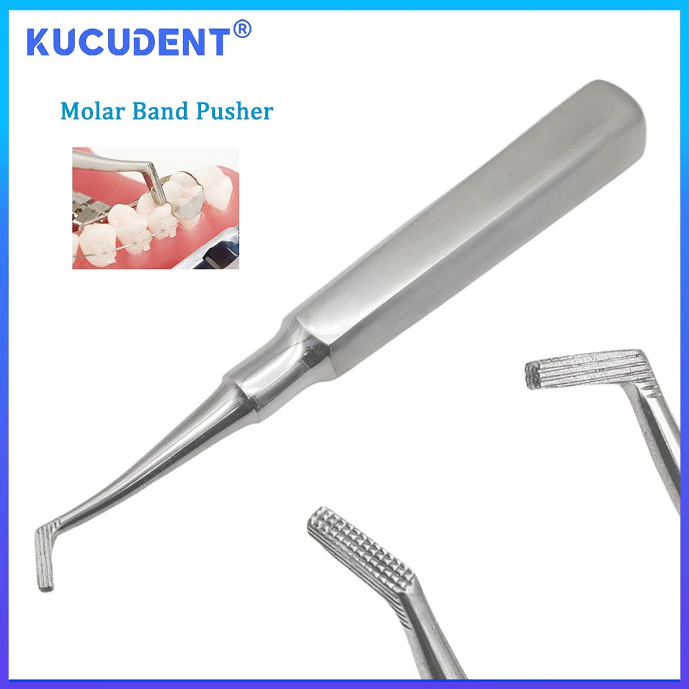 KUCUDENT Stainless Steel Dental Molar Band Pusher Seater for Orthodontic Strong Grip Slip Resistant Tip Elevator Style Dentist