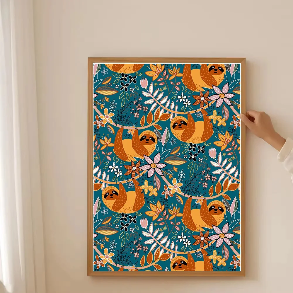 لطيف الكسل قماش جدار الفن الغابات الحيوان اللوحة ديكور المنزل غرفة المعيشة غرفة نوم الجدار الشنق هدية الفن الحديث الطباعة #3