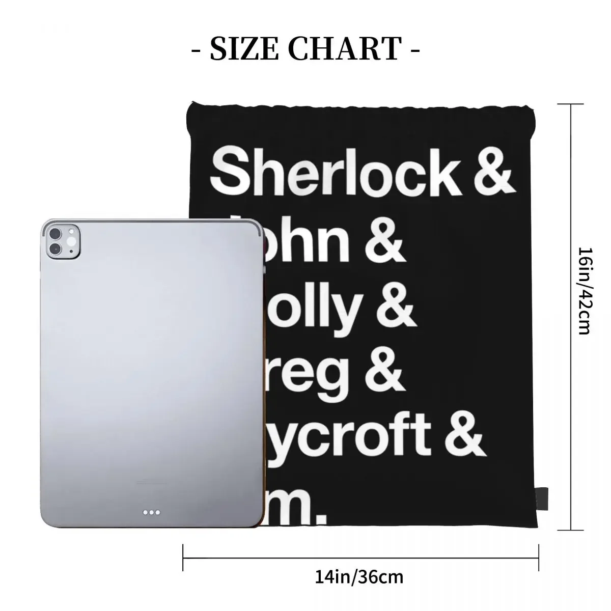 Helvetica Sherlock And John And Molly And Greg And Mycroft Backpacks Drawstring Bag Drawstring Bundle Pocket Sports Bag BookBag