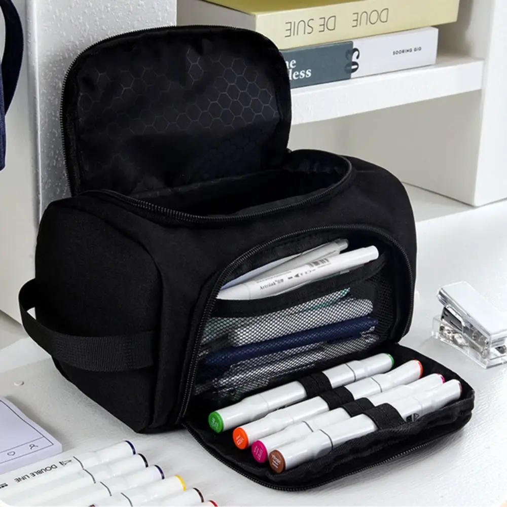 Simple Oxford Cloth Pencil Case Waterproof Large Capacity Stationery Storage Bag Multi-layer Stationery Organizer Students