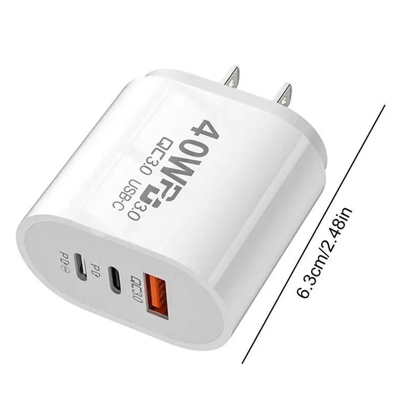 USB C Charger 40W Fast Charging Charger 3Ports Type C Mobile Phone Charger PD Power Adapter forSamsung forXiaomi QC3.0