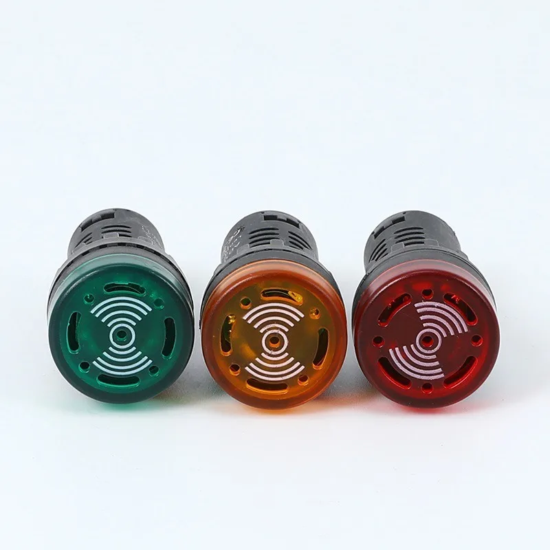 AD16-22SM 22mm Panel Diameter AC 12V 24V  220V Flash Signal Light Red LED Active Buzzer Beep Alarm Indicator Green Yellow