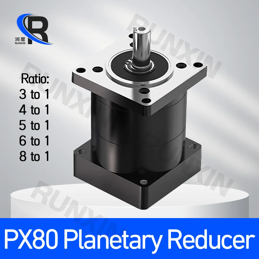 

PX80 Planetary Reducer Gear Reducer Ratio 3/4/5/6/8 19mm Input 16mm Output shaft 16mm For Nema32 80 Servo Motor Max 60N.m