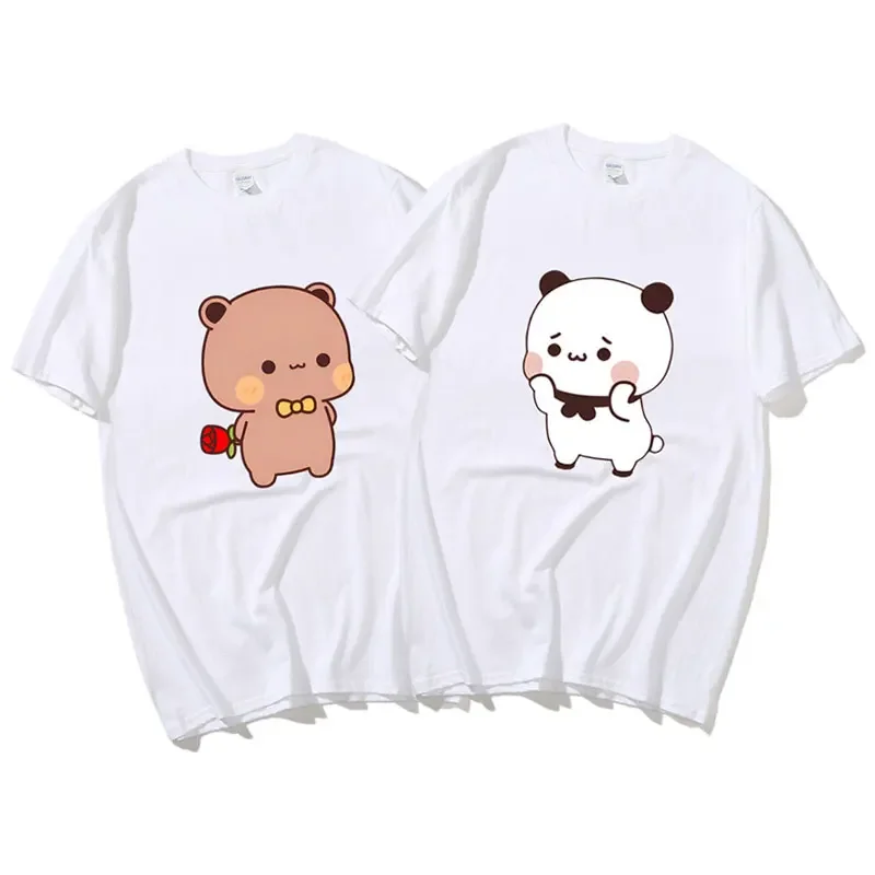 DuDu Bear Surprising Panda BuBu with A Flower T-shirt Funny Cute Buu Duu Graphic T Shirts Women Men Couple T Shirt Clothes S-XXL