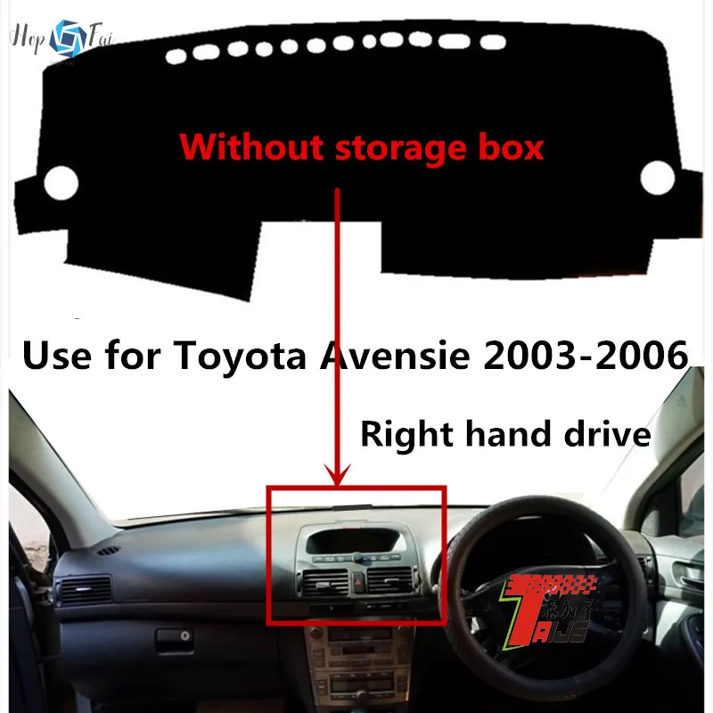 

Коврик Taijs для приборной панели автомобиля с правым рулем, коврик для приборной панели для Toyota Avensis 2003 2004 2005, без футляра для хранения, защита от солнца и пыли