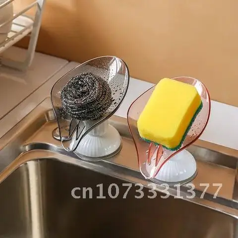 

Soap Box Drain Leaf Shape Punch-free Soap Holder Rack Suction Cup Rotatable Multifunction Kitchen Bathroom Supplies Gadgets