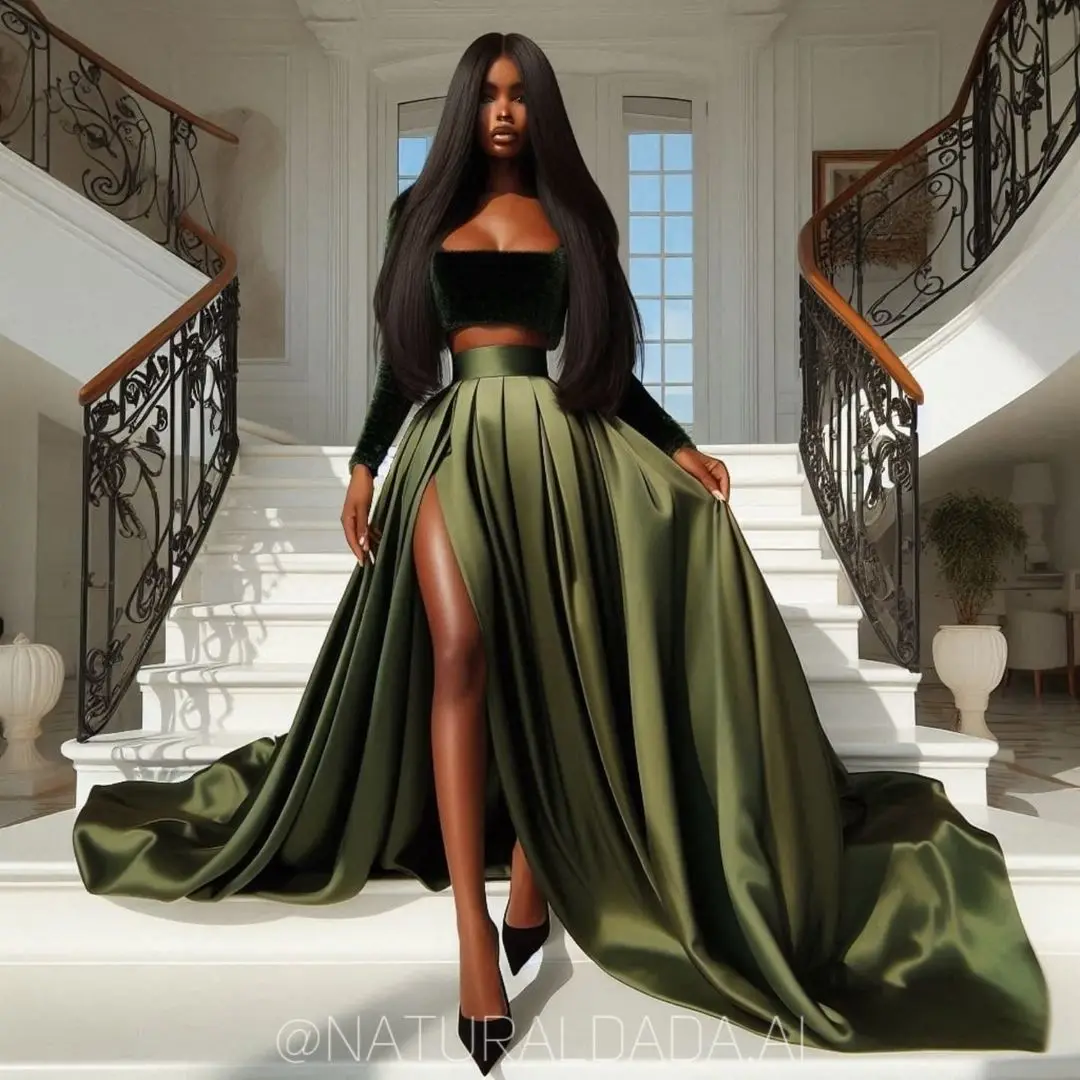 Custom Made Green Silk Satin Short Skirt 6 Options High Low Evening Party Skirts Long Pleated Taffeta African Formal Maxi Skirt