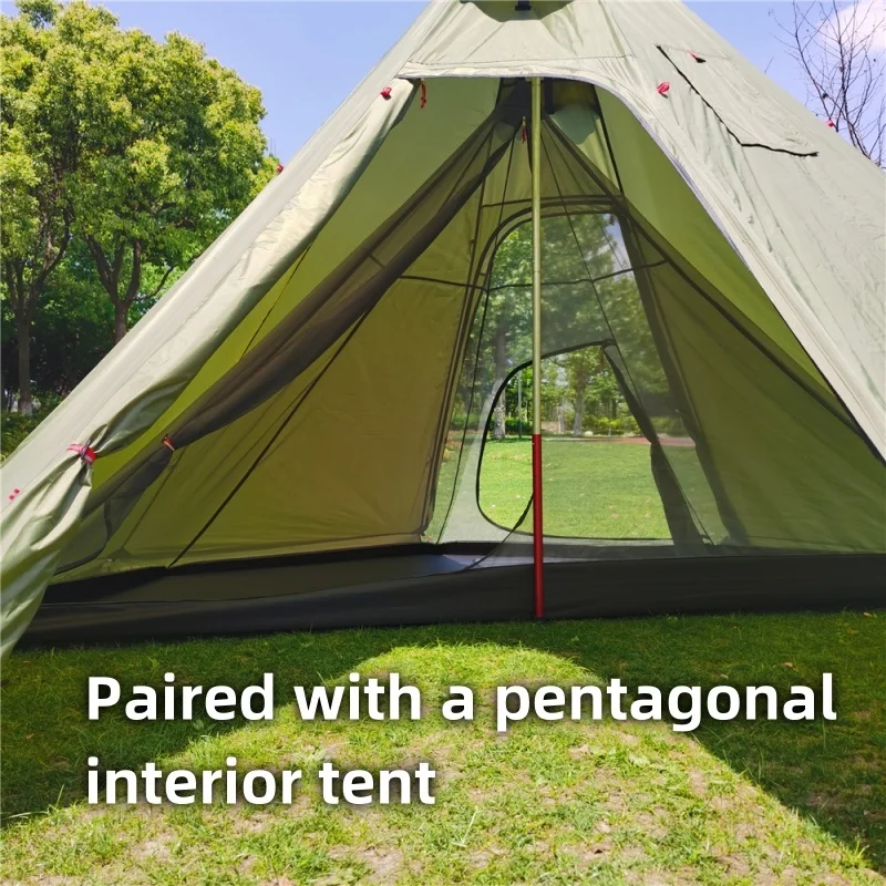 خيمة هرمية خارجية خفيفة للغاية مع تنورة ثلجية ، خيمة حقائب ظهر للتخييم قابلة للطي ، مدخنة شتوية لشخص واحد-2 شخص ، 320 برو #4