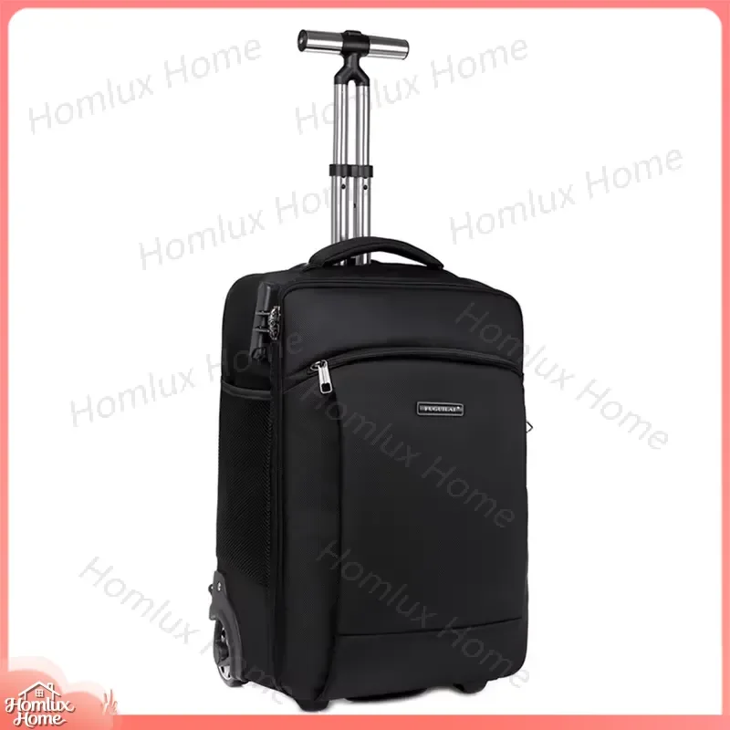 Rolling Backpack for Men Business Carry On Luggage Portable Wheeled Travel Bag Trolley Suitcase Black