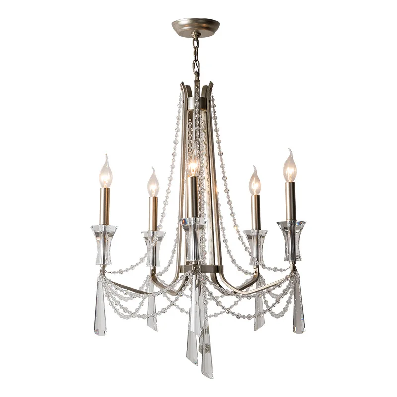 Light retro restaurant lamp light luxury crystal double-layer rotating staircase chandelier y
