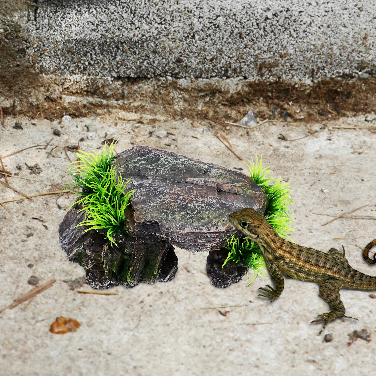 منصة تشمس الزواحف متعددة الوظائف والكهف المخبأ للسلحفاة المائية والسحالي والثعابين Geckos خزان السلحفاة المناظر الطبيعية #5