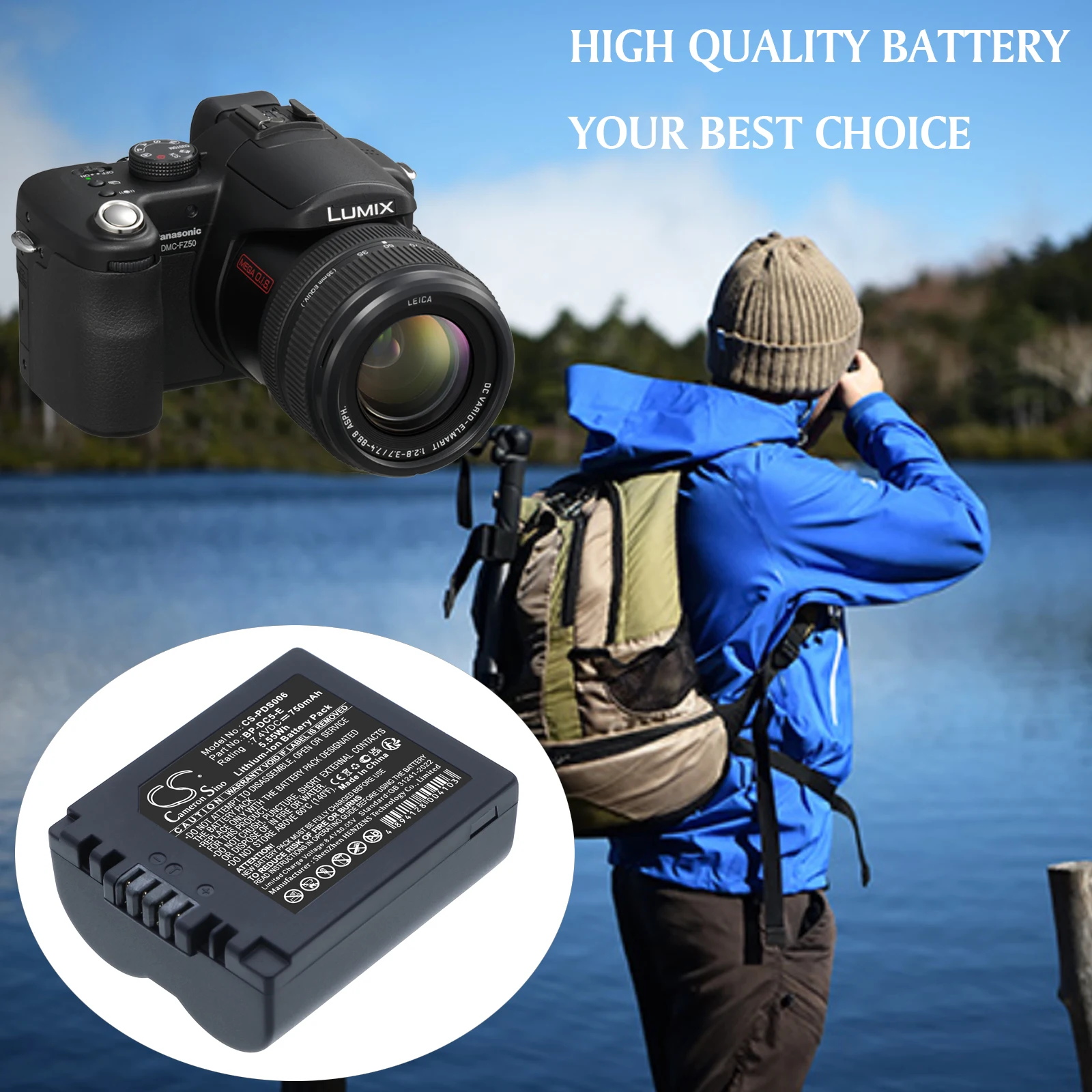 

Сменный аккумулятор CS для Leica, Panasonic V-LUX1, артикул: BP-DC5-E, 750 мАч / 5,55 Вт·ч