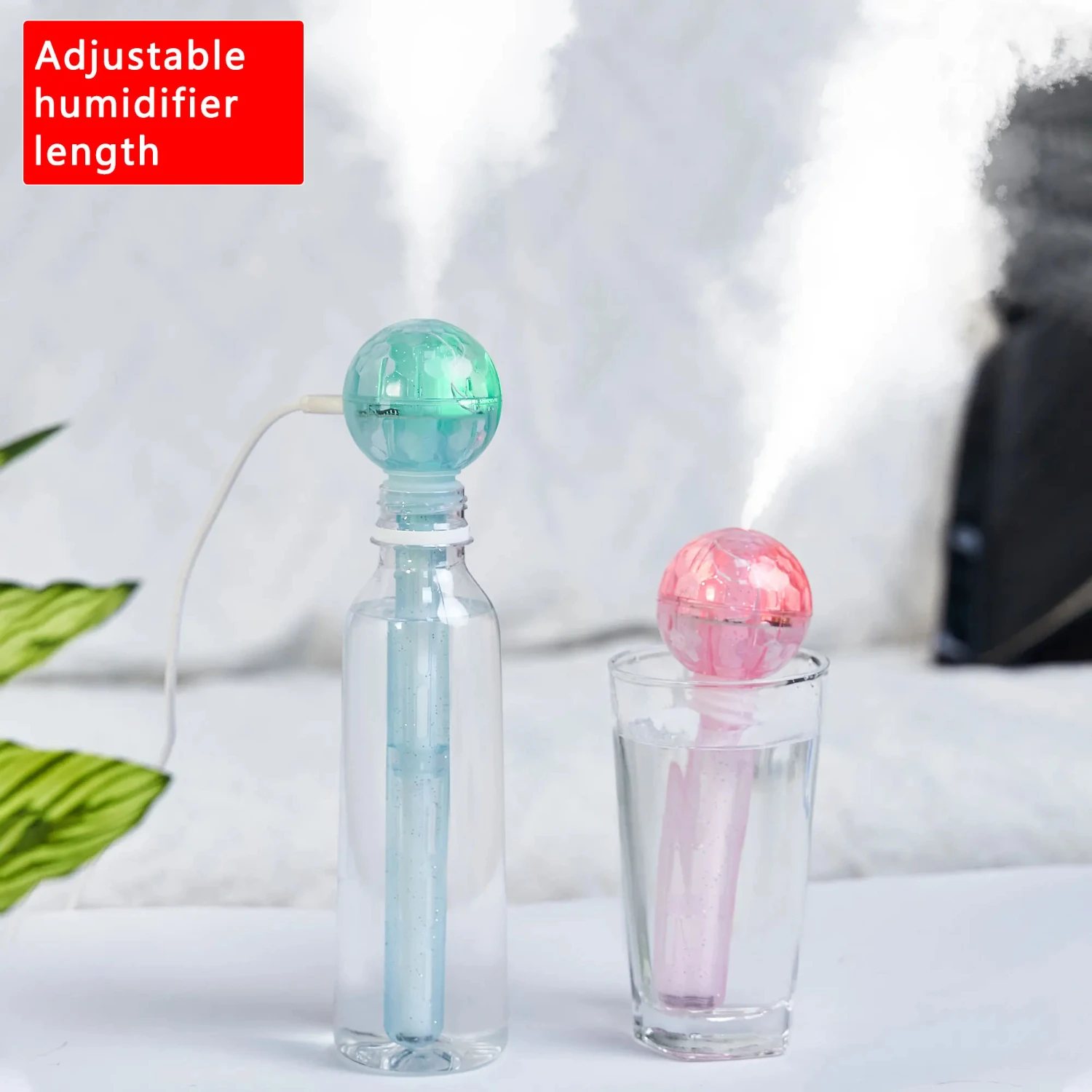 New Adjustable Length Mini USB Ultrasonic Air Humidifier with LED Lamp Essential Oil Diffuser for Car - Anion Mist Maker purifie