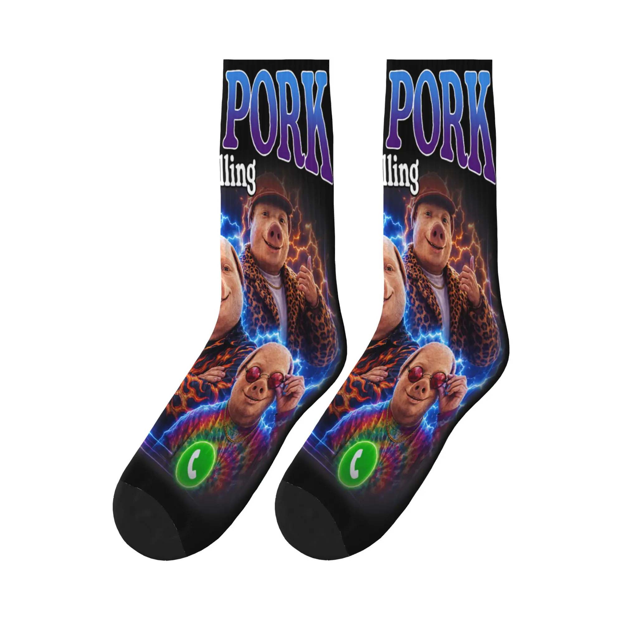 Funny John Pork is Calling Decline Accept Socks Anti Skid Stockings Women Men Quality Skateboard Socks Autumn Graphic Socks
