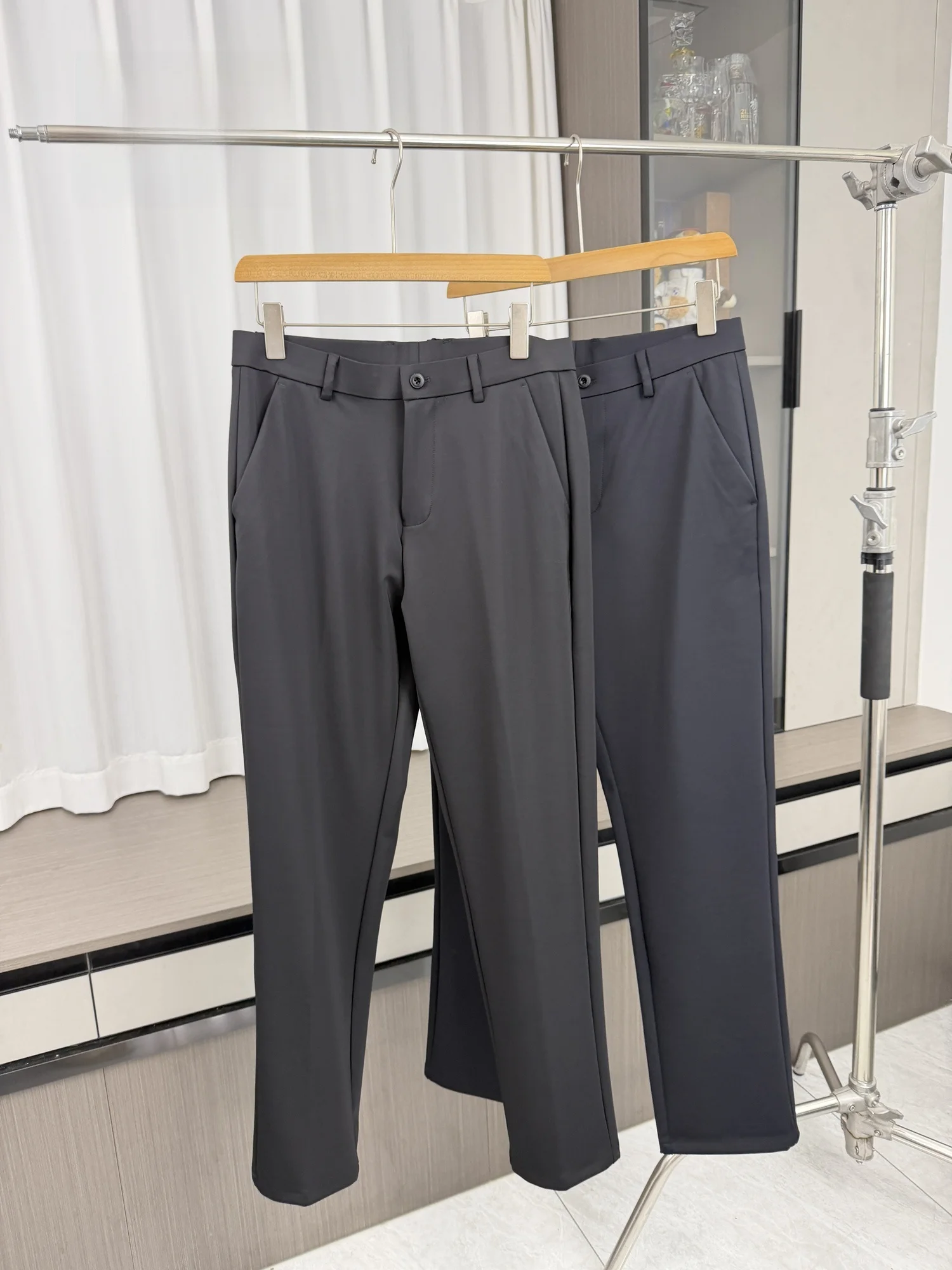 Anti-Wrinkle Smooth Business Men's Casual Pants Blend Fabric Commute No-Iron Breathable Skin-Friendly Autumn Long Trousers